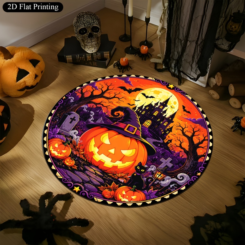 Commercial Printing House - Tapis Rond d'Halloween avec Motifs Chapeau