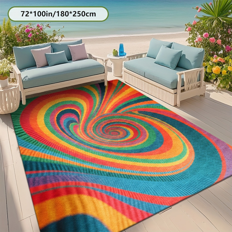 Commercial Printing House - VIKAMA Tapis d'extérieur imprimé spirale arc-en-ciel,